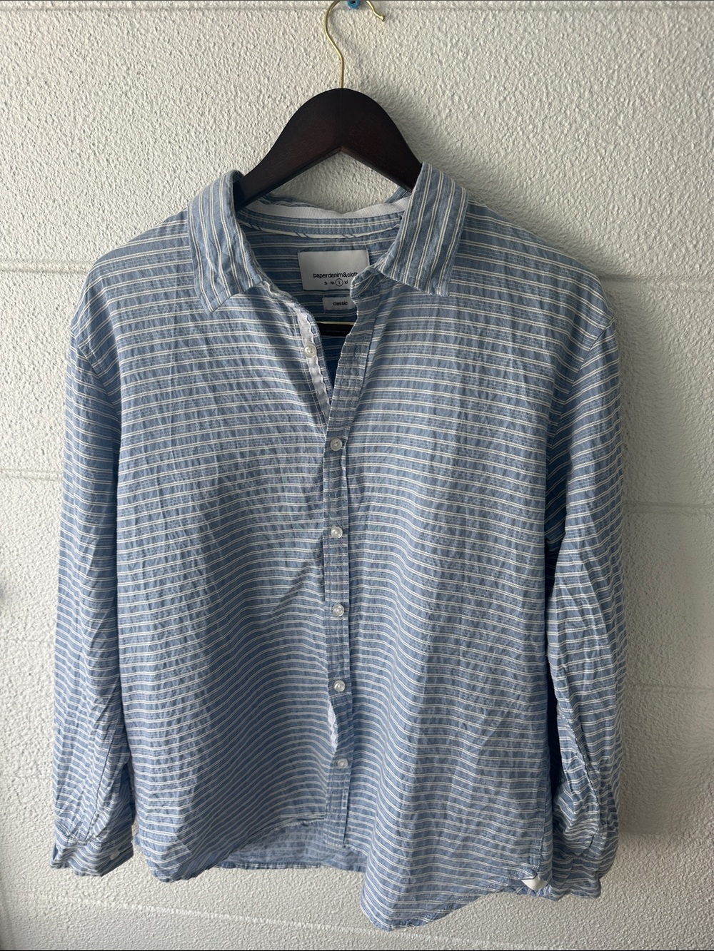 Paper Denim & Cloth Light Blue Striped Men's Button-Down Shirt